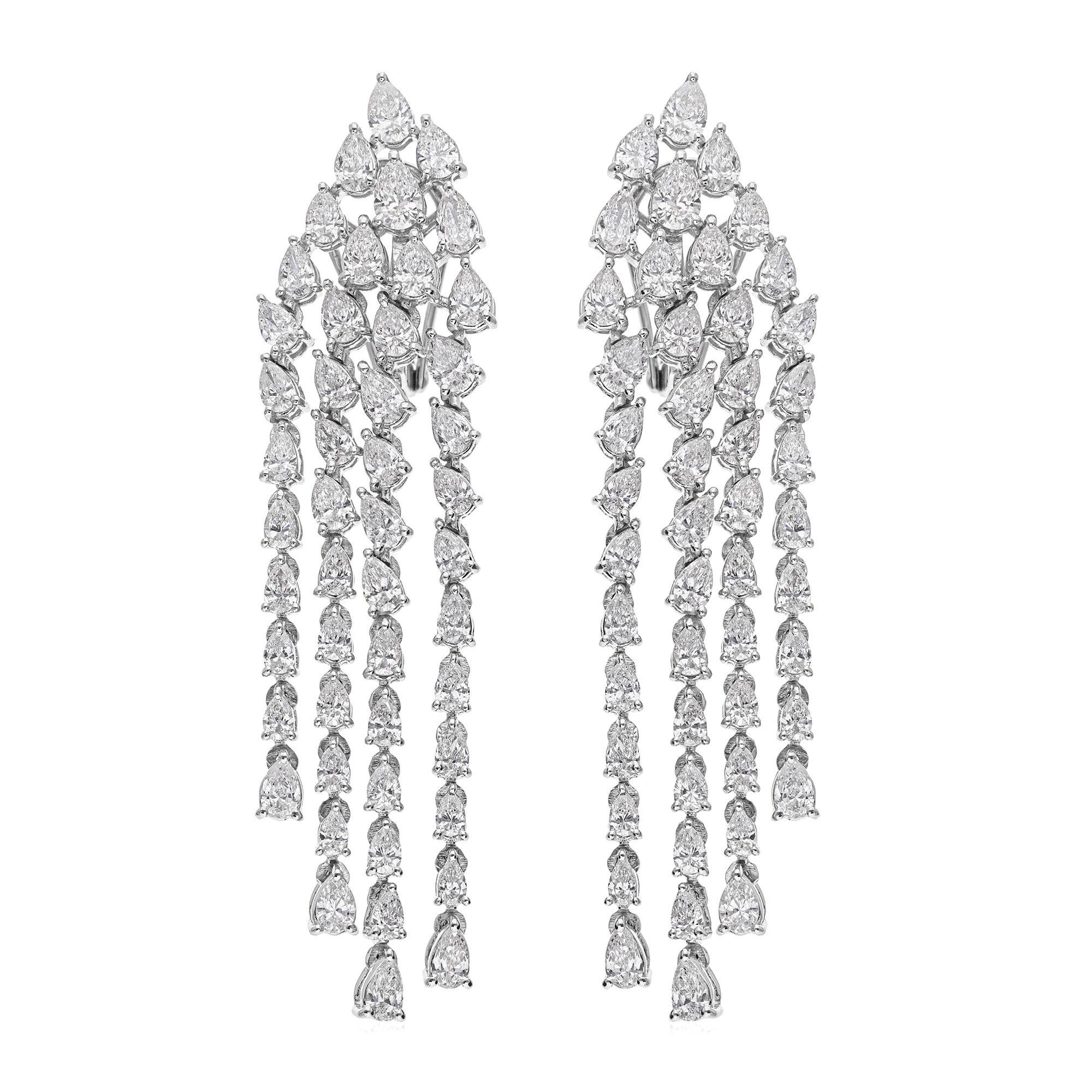 Estate 6.29 Carats Diamond Chandelier Earrings for Wedding 14k White Gold For Sale 1