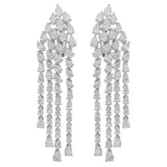 Estate 6.29 Carats Diamond Chandelier Earrings for Wedding 14k White Gold