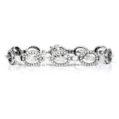 Estate 6.70cts Diamond 18K White Gold Oval Style Link Bracelet