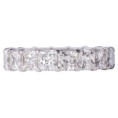 Estate 6.75 Carat Cushion Cut Diamond Eternity Band Platinum Size 6.5