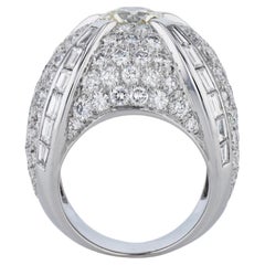 Estate 6.87 Total Carat Diamond French Hallmark Dome Ring White Gold