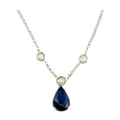 Estate 7.11 Carat Sapphire Diamond Gold Pendant Necklace