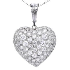 Estate 7.50cts Diamond Heart 18K Gold Heart Cluster Enhancer Pendant
