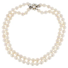 Estate 8-8.5mm Double Strand Akoya Pearl Necklace
