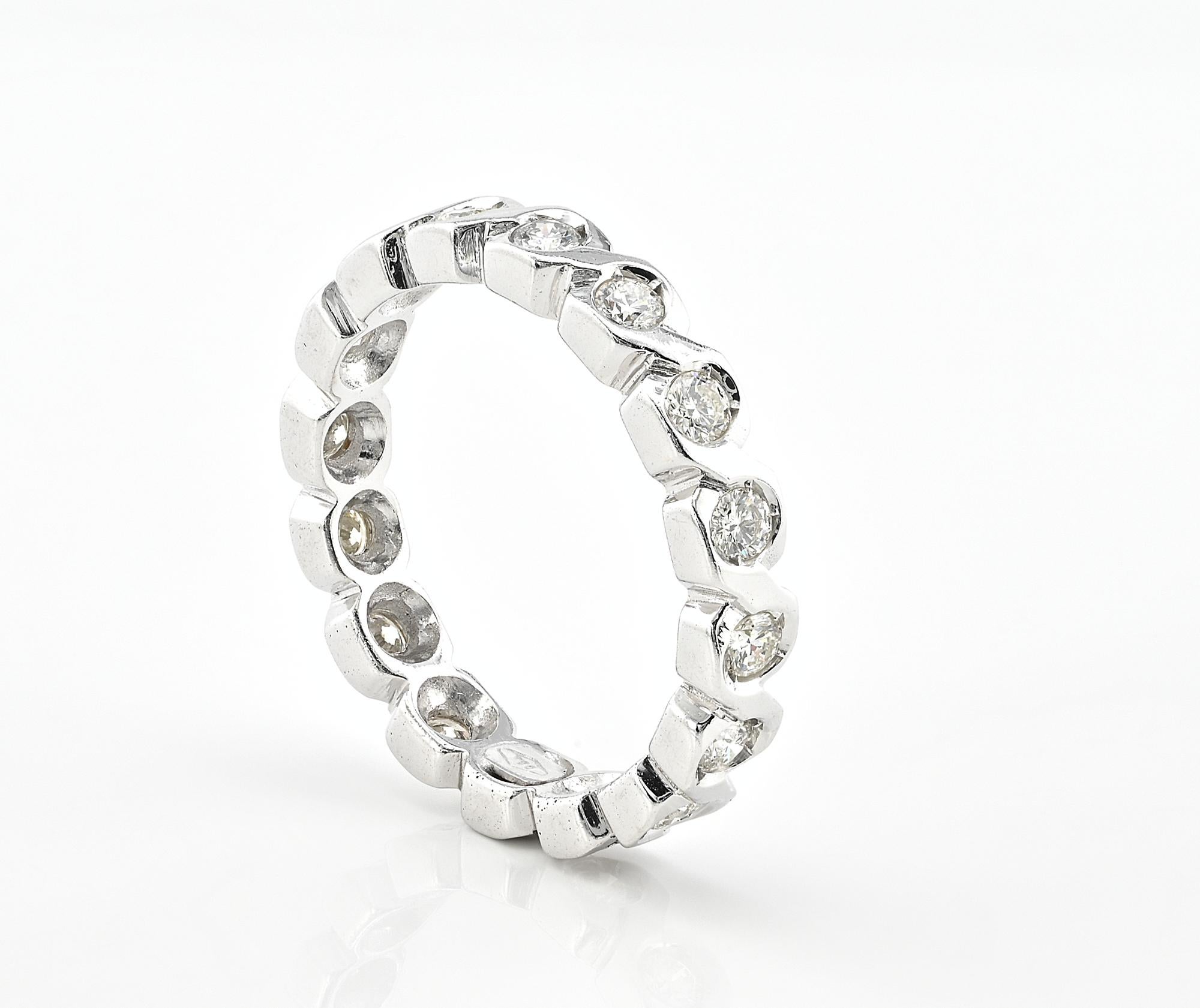 Contemporary Estate .80 Ct Diamond Eternity Ring 18 KT For Sale