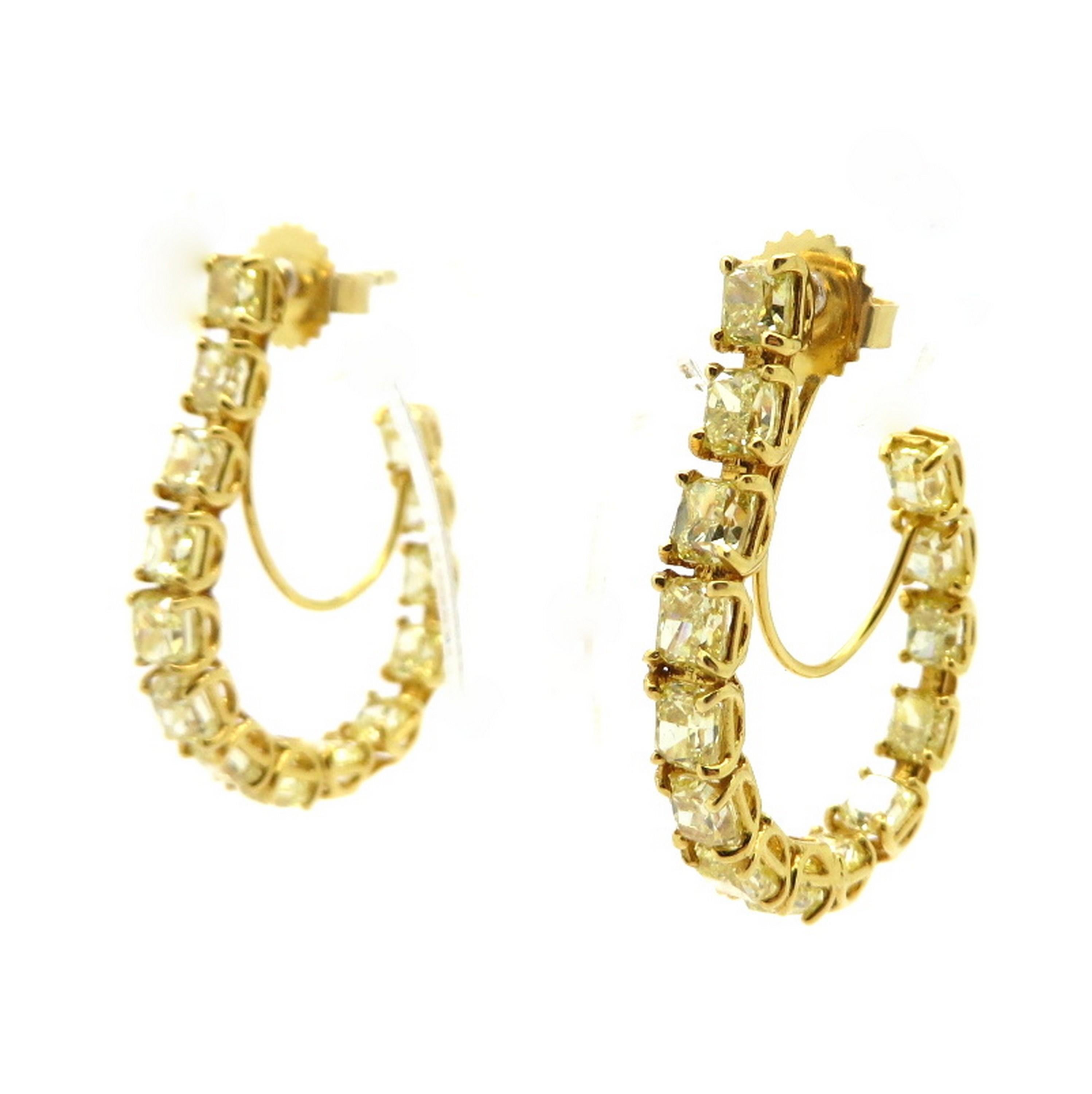 yellow diamond hoop earrings