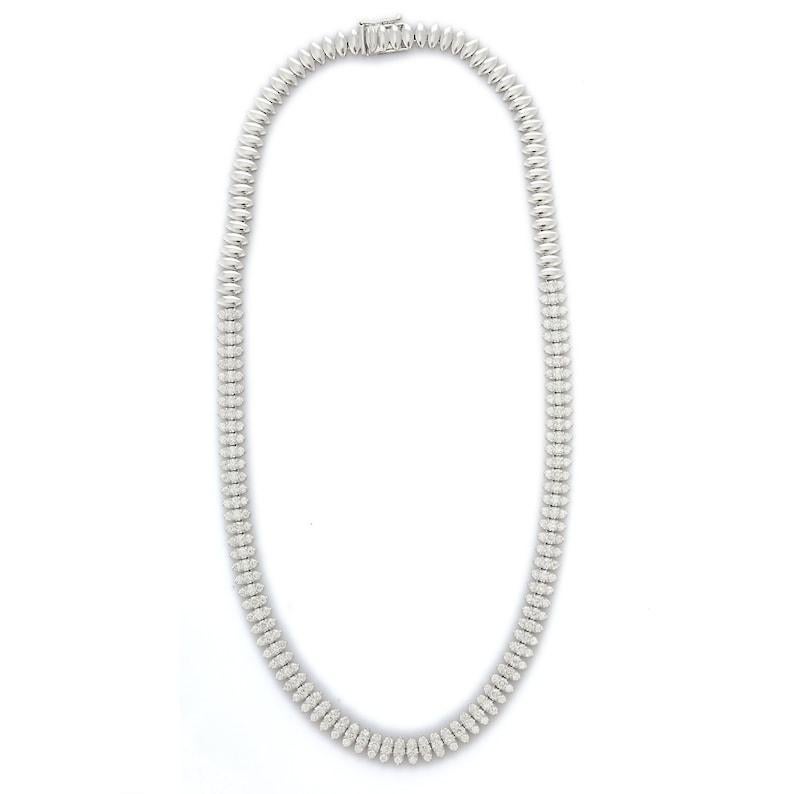 8.27 CTW Diamond Necklace in 18K White Gold for Women.
Accessorize your look with this elegant diamond link necklace. This stunning piece of jewelry instantly elevates a casual look or dressy outfit. Comfortable and easy to wear, it is just as