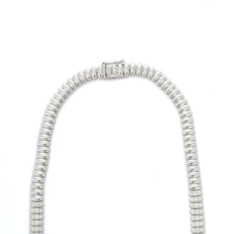 Brilliant Cut Estate 8.27 CTW Radiant Diamond Necklace in 18K White Gold for Women For Sale