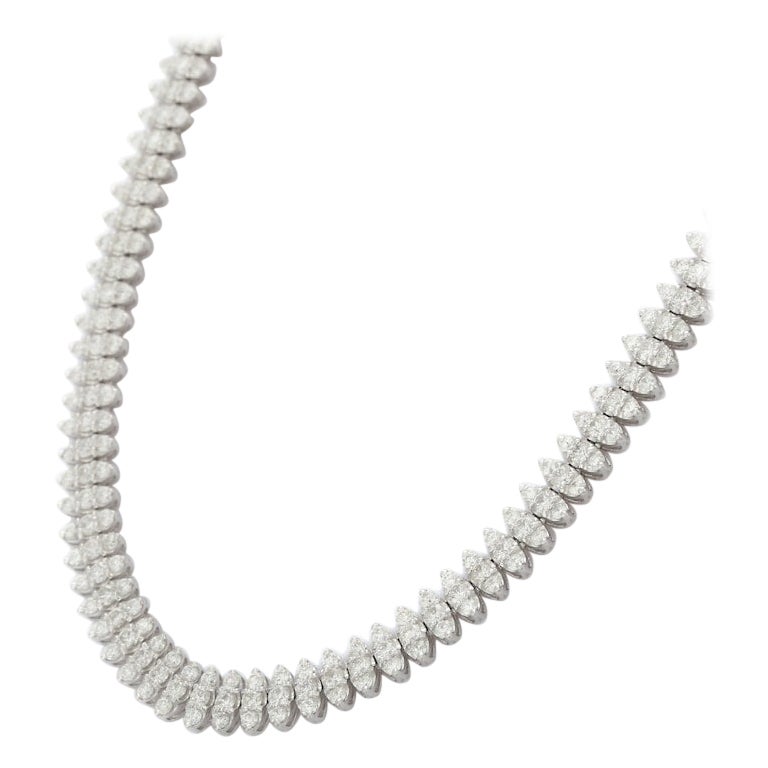 Estate 8.27 CTW Radiant Diamond Necklace in 18K White Gold for Women