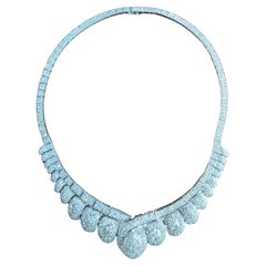 Estate 84g 18K Gold 30.00ct Round Diamond Statement Necklace Estate 84g 18K Gold 30.00ct Round Diamond Statement Necklace