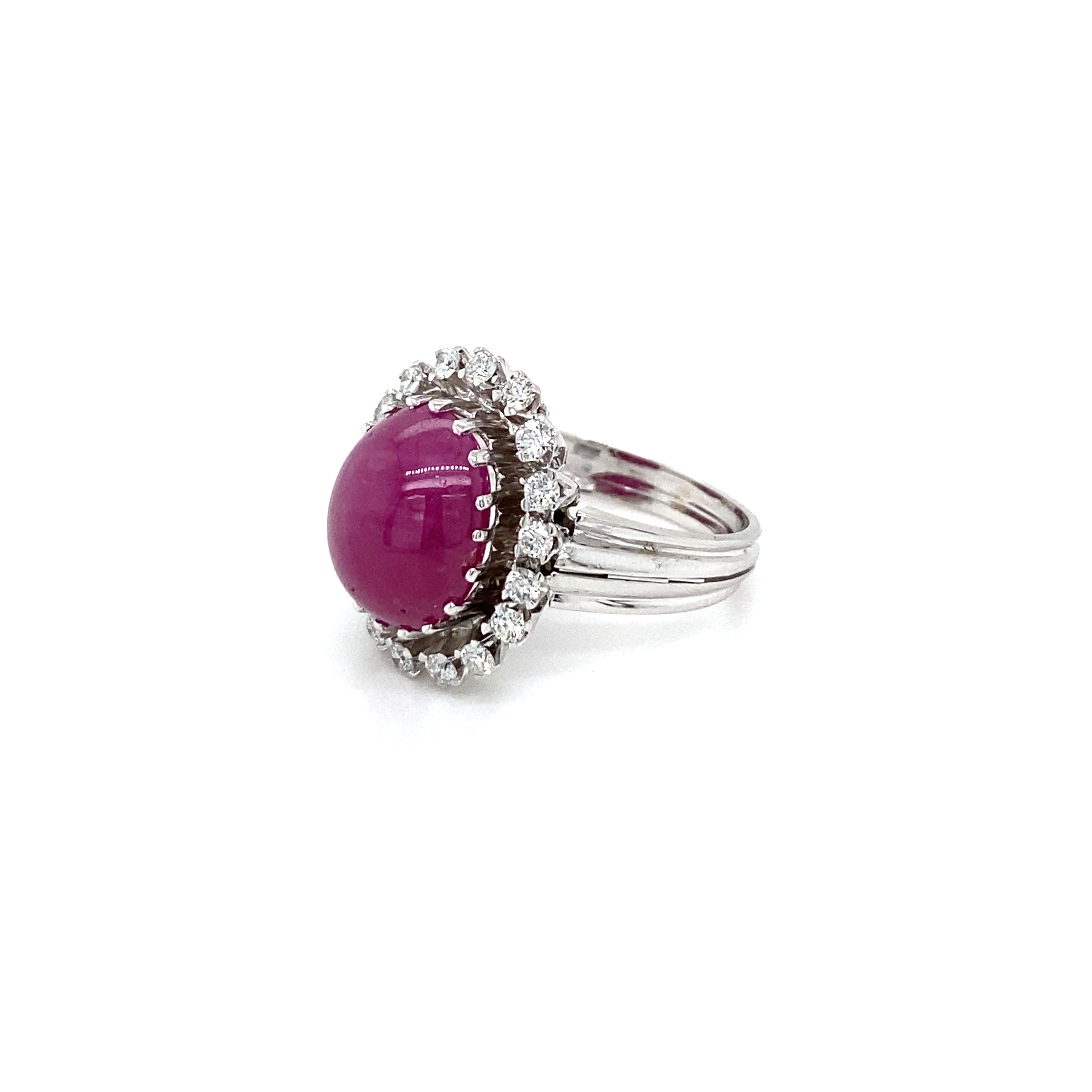 Estate 8.50 Carat Natural Ruby Cabochon Diamond Ring For Sale 4