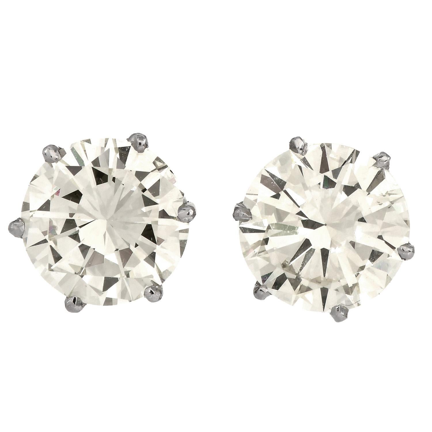 Classic and Elegant, an upgrade of luxury and love!

Estate 8.63 ct Round Cut Diamond Platinum Remarkable Stud Earrings. 

A staple in every woman's jewelry wardrobe is Classic Diamond Studs; go big or go home with these great-size