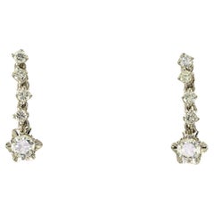 Estate .90 Ct Diamond Drop Earrings 18 KT White Gold