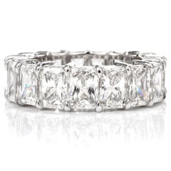 Estate 9.18 Carat Radiant Cut Diamond Eternity Platinum Band