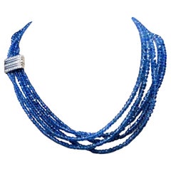 Estate ADLER 18K Diamond Multistrand Sapphire Collar Necklace 400ctw 15.50”