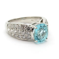 Estate AGL Certified Paraiba Blue Dekara Design Tourmaline and Diamond Ring
