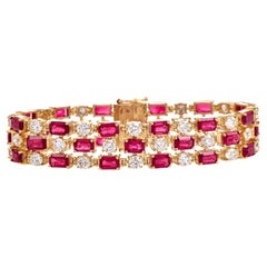Estate AGL Minor Heat Burma Ruby 36.00cts Diamond 18K Gold  Bracelet 