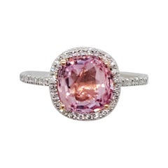 Estate AGL No Heat Padparadscha and Diamond Cocktail Ring in Platinum and 18k 
