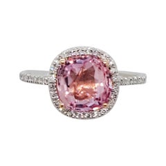Estate AGL No Heat Padparadscha and Diamond Cocktail Ring in Platinum and 18k