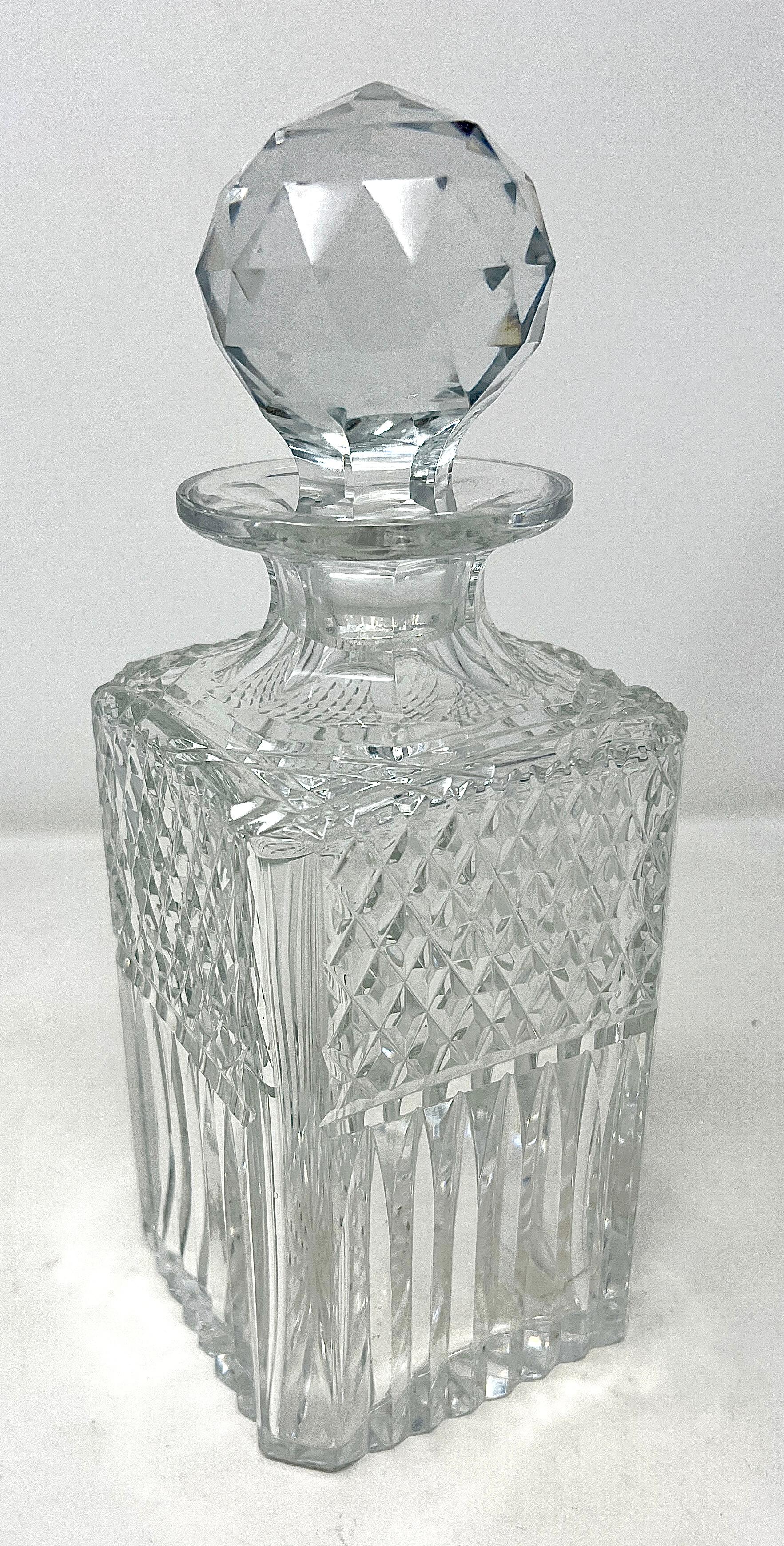 Estate American Brilliant Cut Crystal Decanter, Circa 1930-1940.
Per the last two photos double old fashioned glasses and other crystal wine decanters are available and listed individually.
