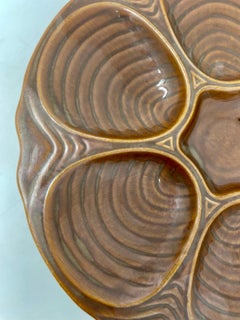 Estate American "Hall Pottery Co., " Brown Porcelain Oyster Plate, Circa 1960's