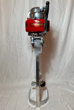 Estate American Johnson Sea-Horse Outboard Motor on Custom-Made Stand Ca. 1940's
