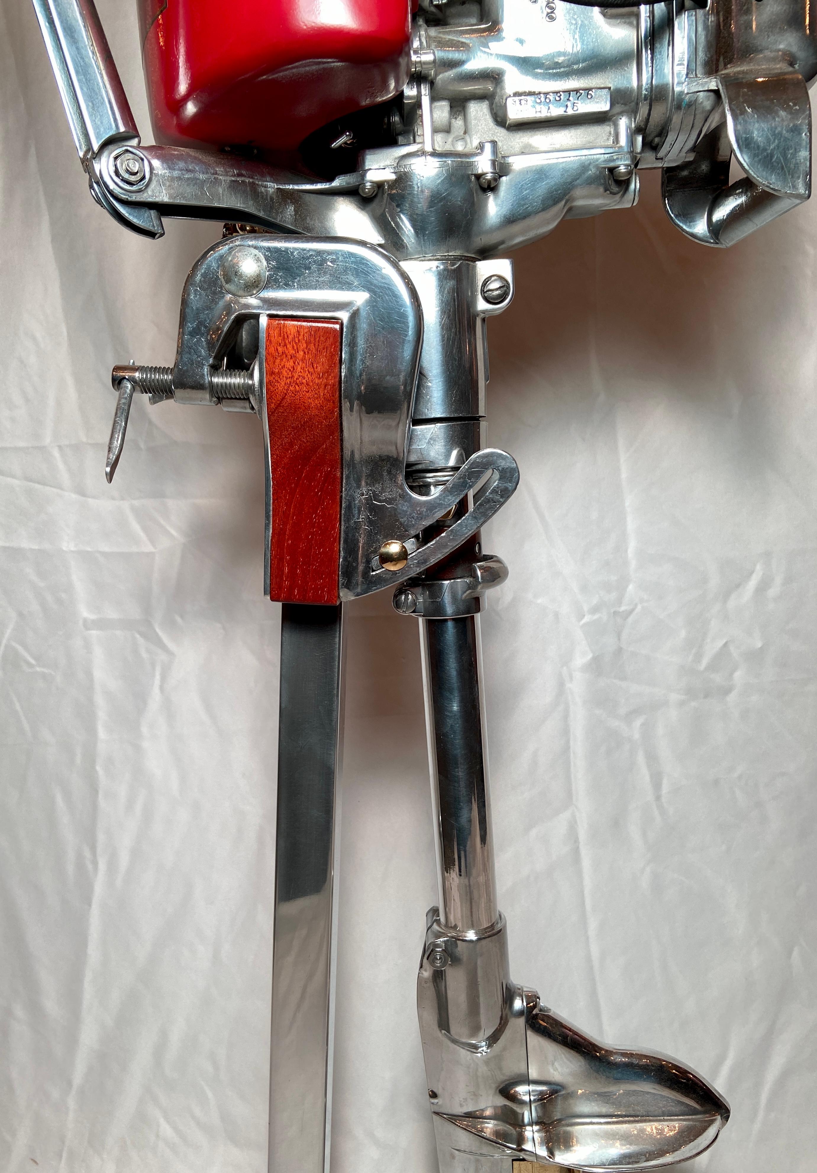 Estate American Johnson Sea-Horse Outboard Motor on Custom-Made Stand Ca. 1940's In Good Condition In New Orleans, LA