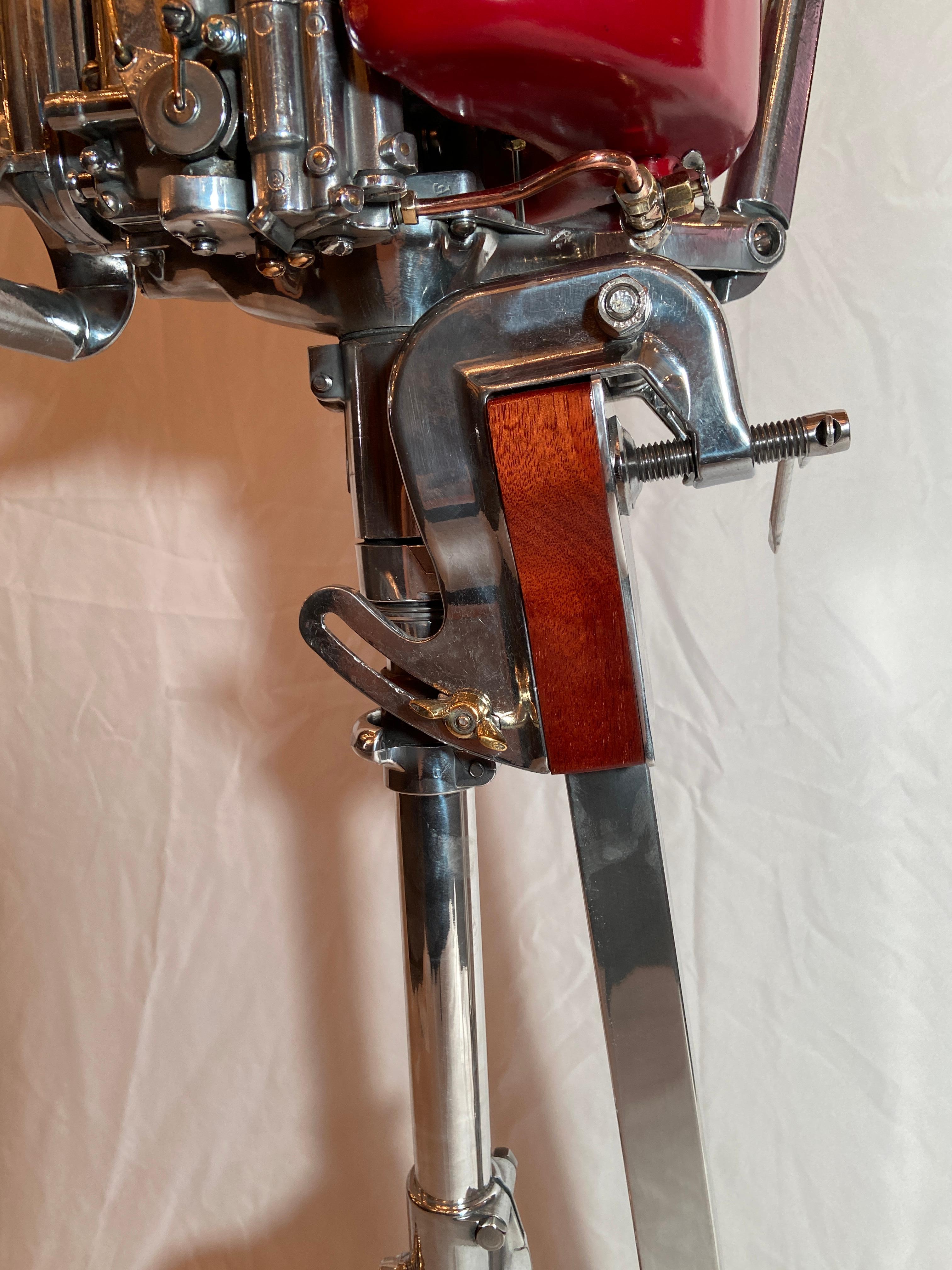 20th Century Estate American Johnson Sea-Horse Outboard Motor on Custom-Made Stand Ca. 1940's