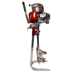 Antique Estate American Johnson Sea-Horse Outboard Motor on Custom-Made Stand Ca. 1940's