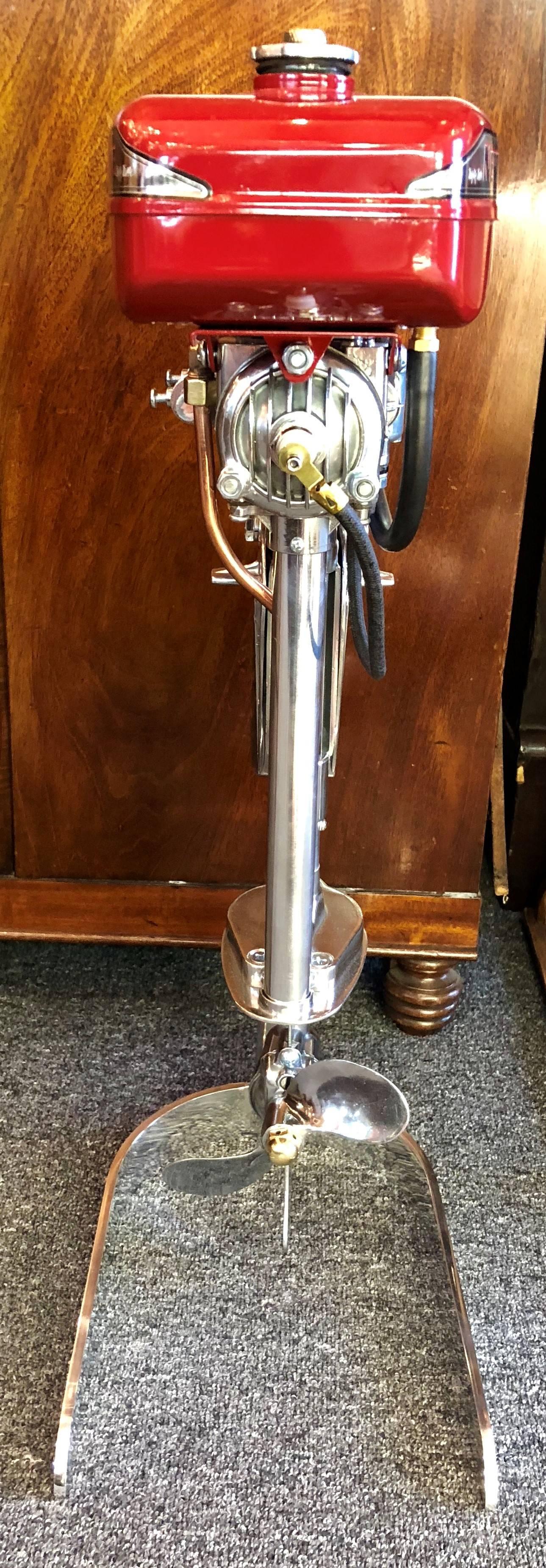 Estate American Mighty Mite Outboard Motor on Custom Stand, circa 1950-1960 In Excellent Condition In New Orleans, LA