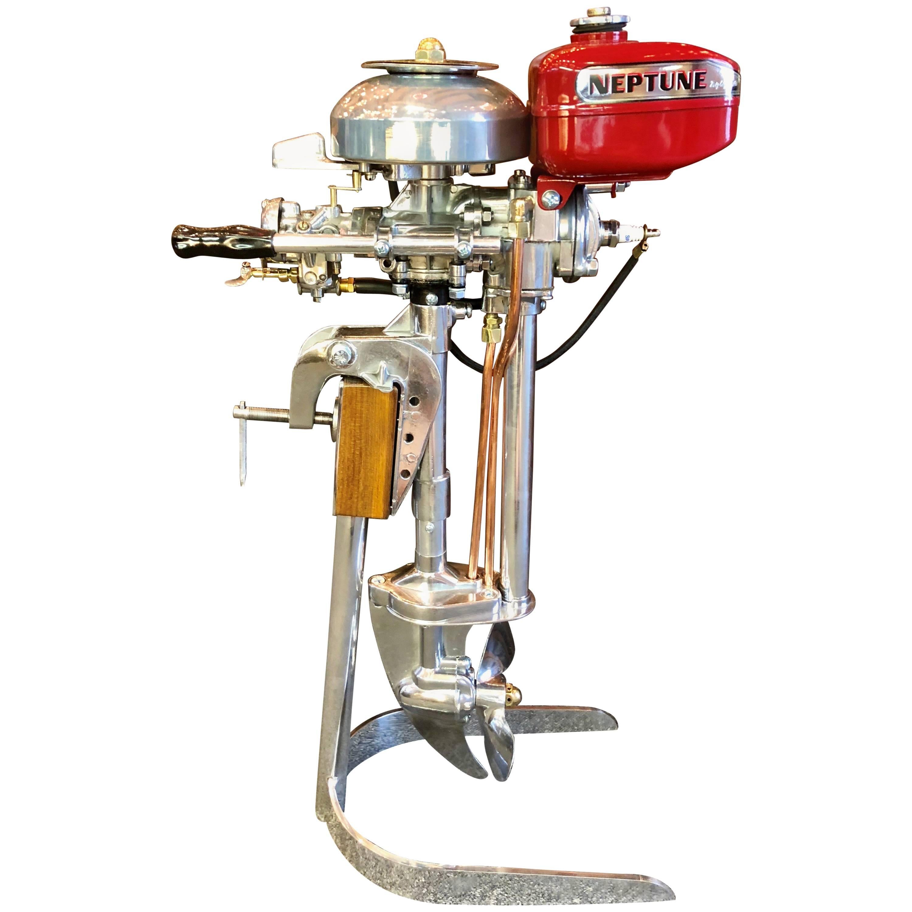 Estate American Mighty Mite Outboard Motor on Custom Stand, circa 1950-1960