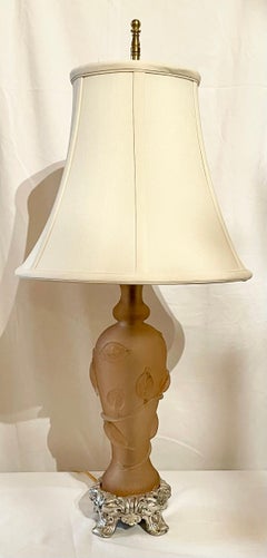 Estate American Peach Colored Steuben Glass Lamp, Circa 1940's.