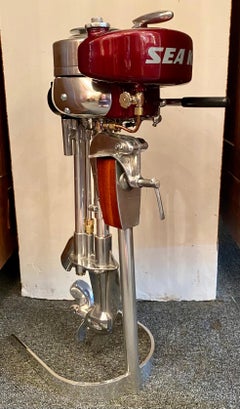 Estate American "Sea King" Outboard Motor on Custom Made Stand, Circa 1950's