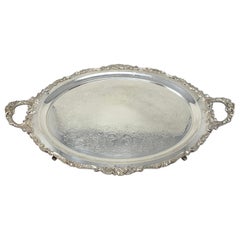 Estate American Silver-Plated Serving Tray with Handles, Circa 1950-1960