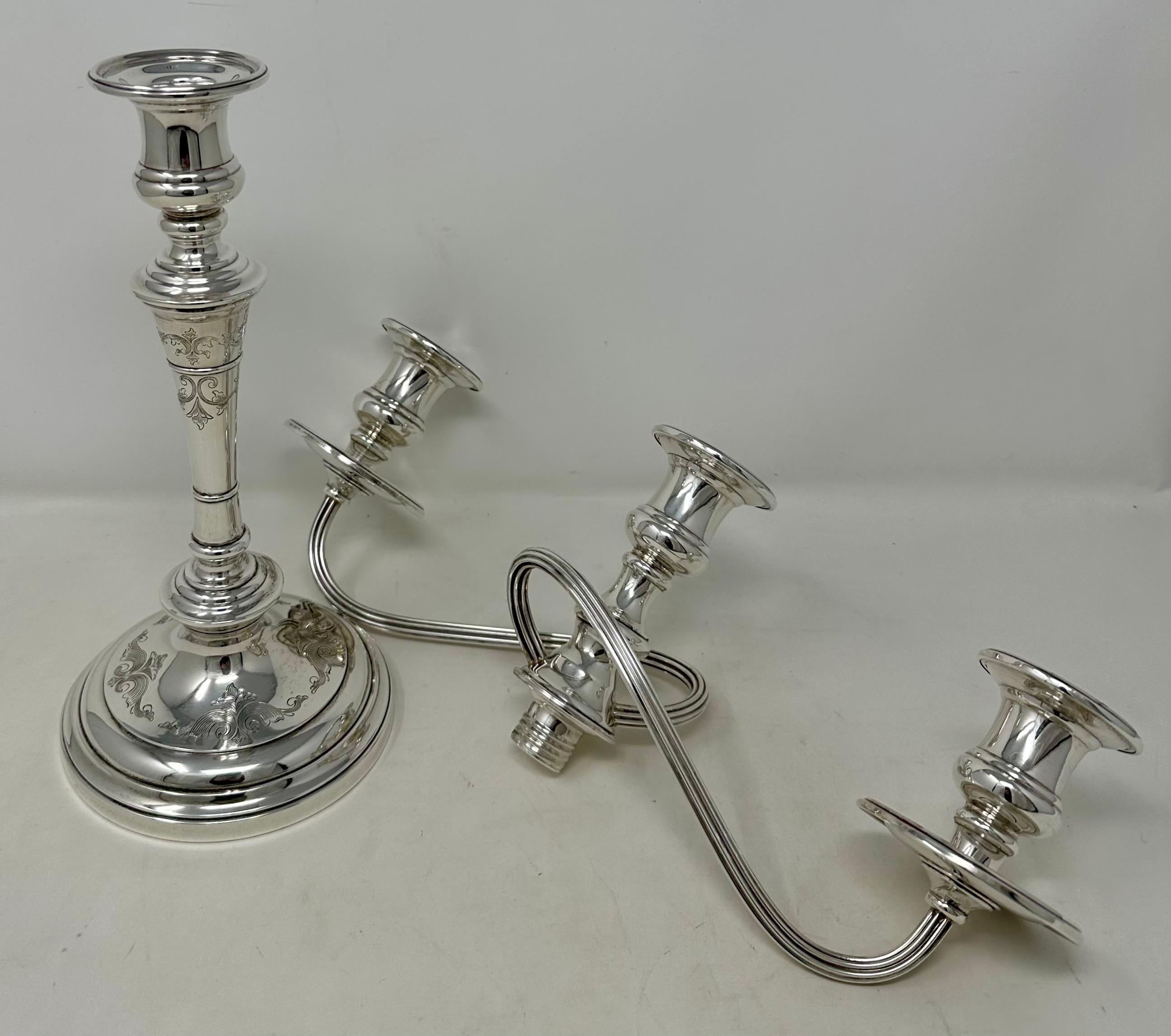 Estate American Sterling Silver Hallmarked Candelabra / Candlesticks, Circa 1950 In Good Condition For Sale In New Orleans, LA