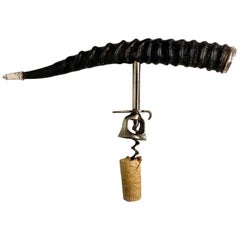 Estate American Wiliamsons' Antler Corkscrew, Sterling Silver Mounts, circa 1920