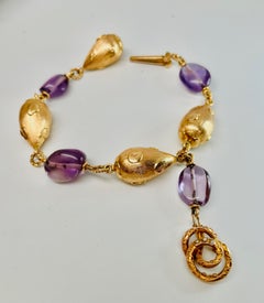 Estate Amethyst & 18kt. Bead Bracelet