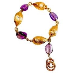 Estate Amethyst & 18kt. Bead Bracelet