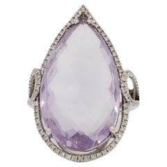 Estate Amethyst and Diamond Cocktail Ring in 14k White Gold