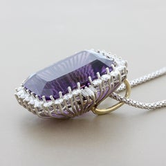 Estate Amethyst Diamond Gold Pendant