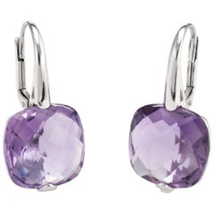 Estate Amethyst Earrings 18 Karat Gold Square Vintage Fine Jewelry 10 Carat