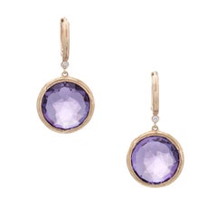 Estate Amethyst Earrings Vintage 14 Karat Yellow Gold Round Drops Fine Jewelry