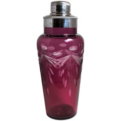 Antique Estate Amethyst Glass Cocktail Shaker, circa 1940