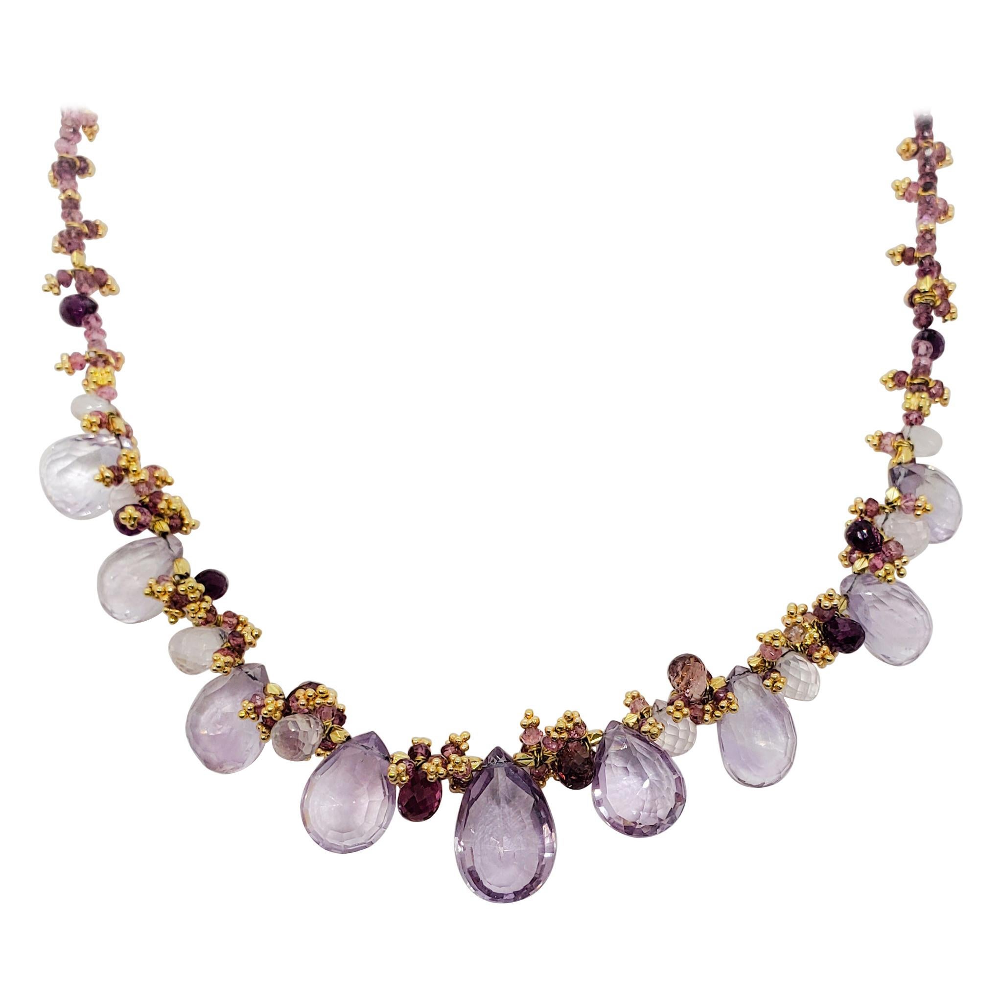 Estate Amethyst Multi Shape Halskette in 18k Gelbgold