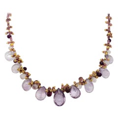 Estate Amethyst Multi Shape Halskette in 18k Gelbgold