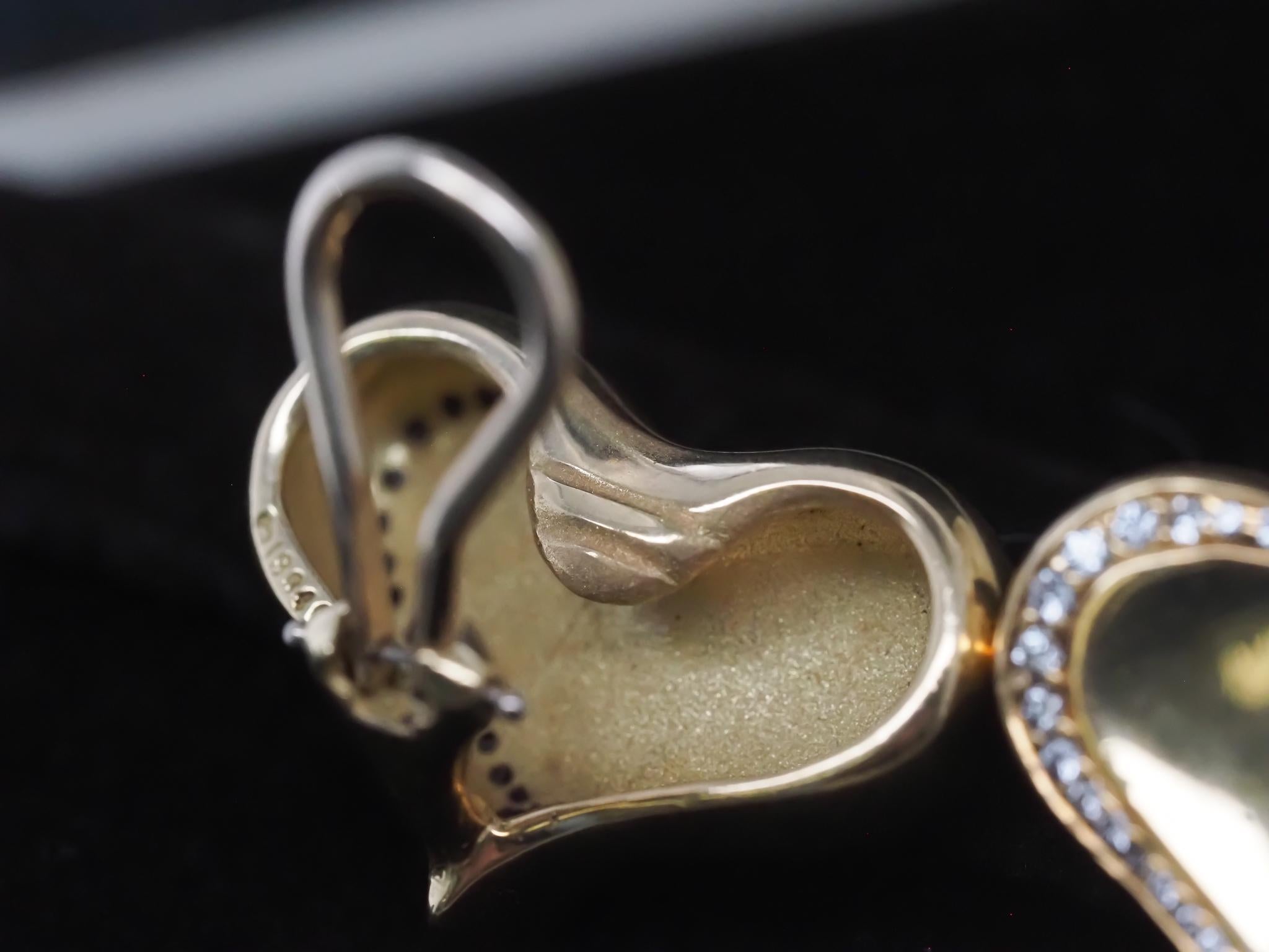 Estate Angela Cummings 18K Gold and Diamond Heart Earrings - VHK#983 For Sale 2