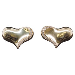 Nachlass Angela Cummings Herzohrringe aus 18 Karat Gold und Diamanten - VHK#983