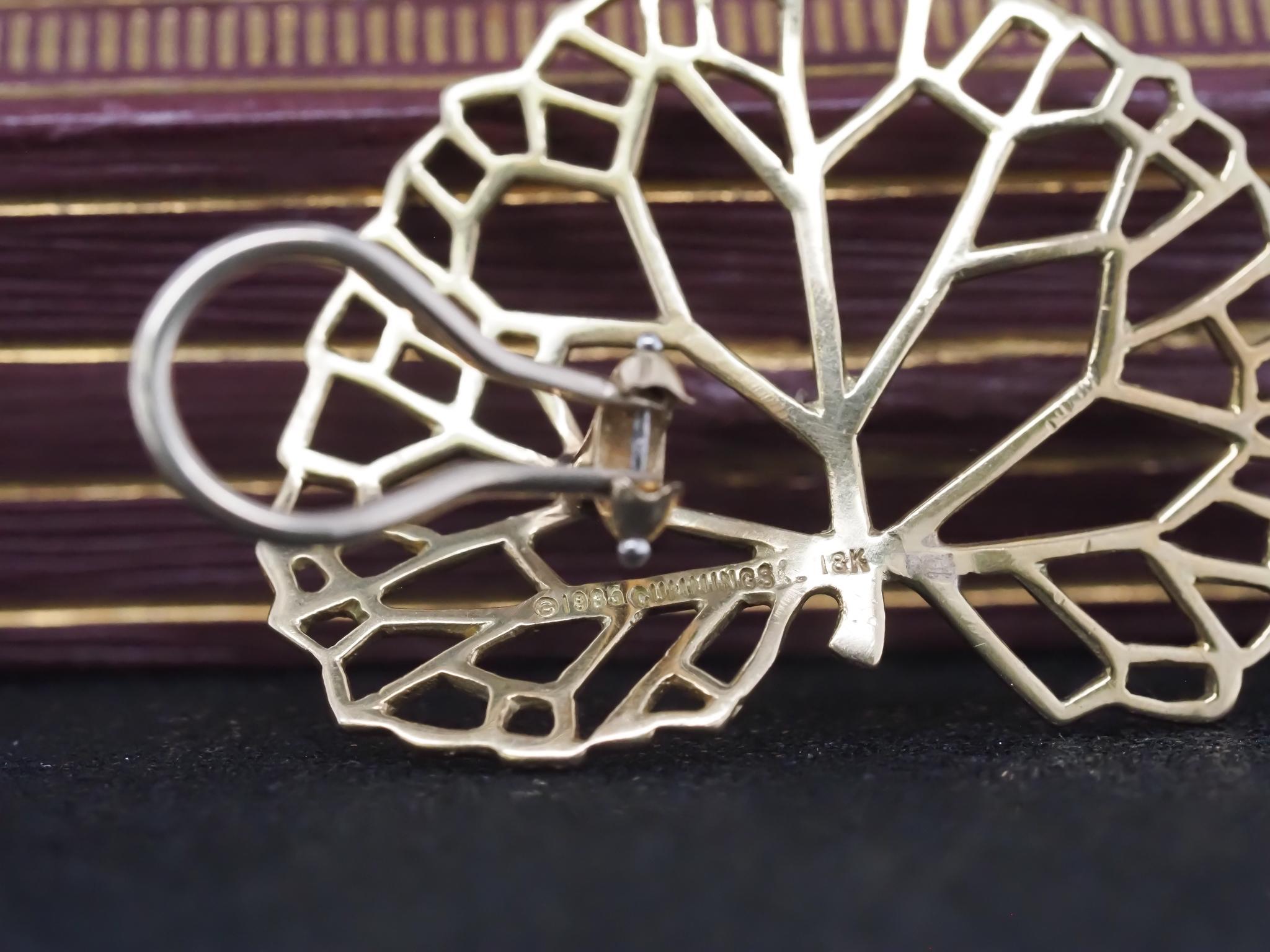 Estate Angela Cummings 18K Yellow Gold Lilly Pad Leaf Clip Earrings 1985 - VHK For Sale 3