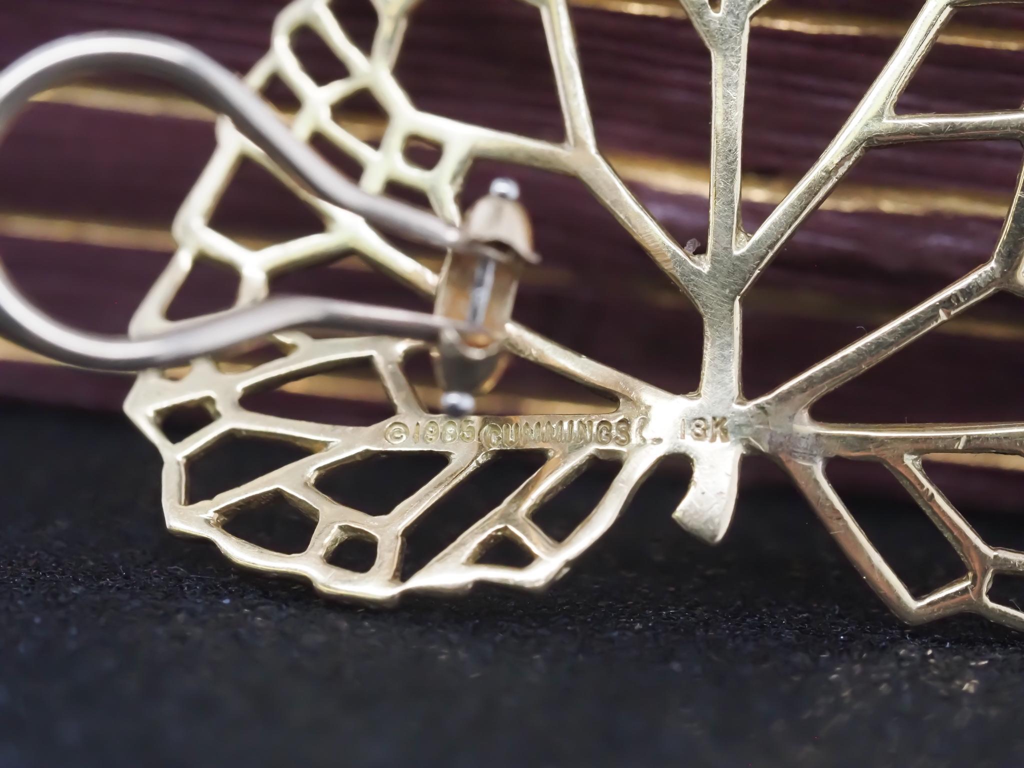 Estate Angela Cummings 18K Yellow Gold Lilly Pad Leaf Clip Earrings 1985 - VHK For Sale 4