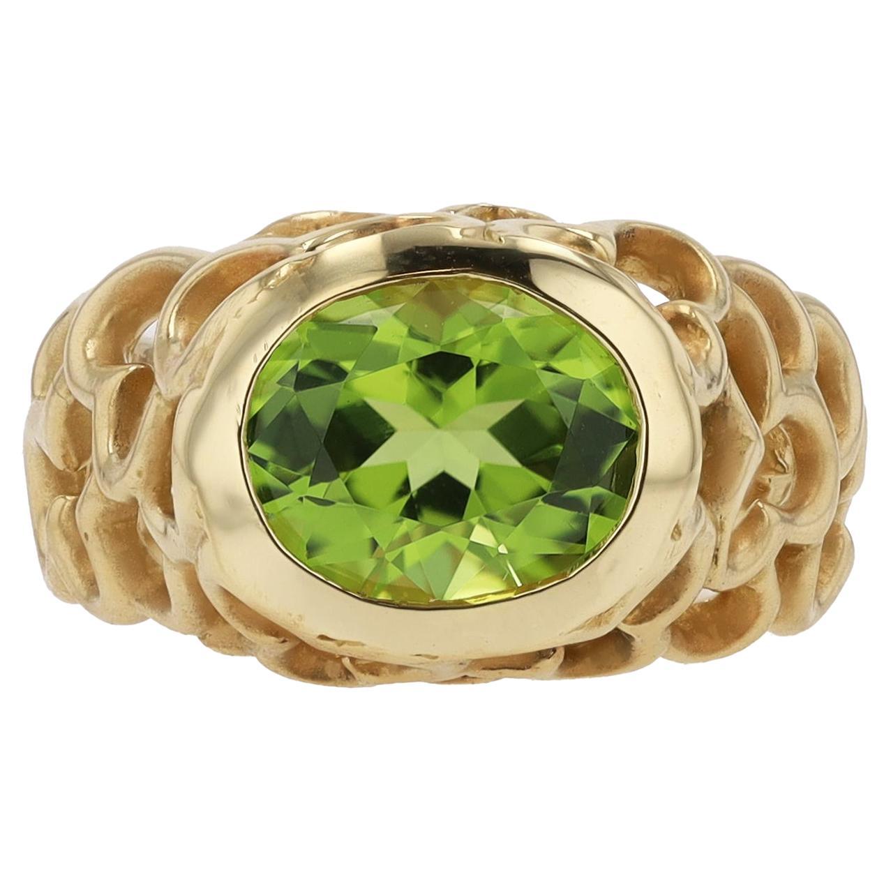 Estate Angela Cummings 2.50 Carat Peridot 18k Gold Cocktail Ring